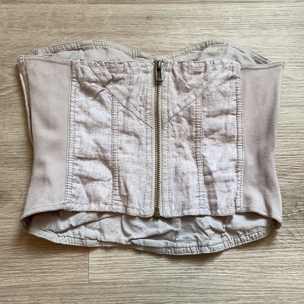 Gray Armani Exchange Linen Vintage Y2K Corset Crop Top Small - Picture 2 of 4